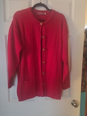 Pendleton Bright Red Button-Front Cardigan Sweater